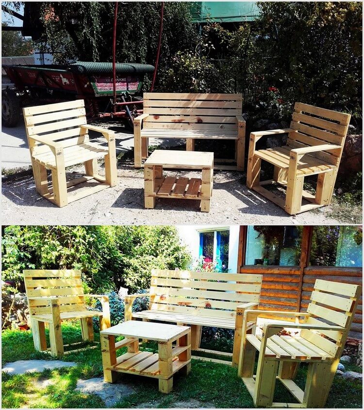 Wood Pallet Garden Furniture Set