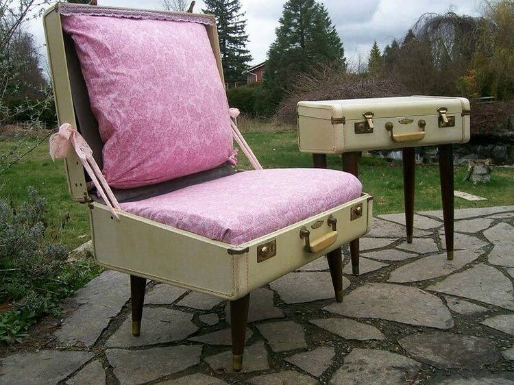 Recycled Suitcase Seat and Table