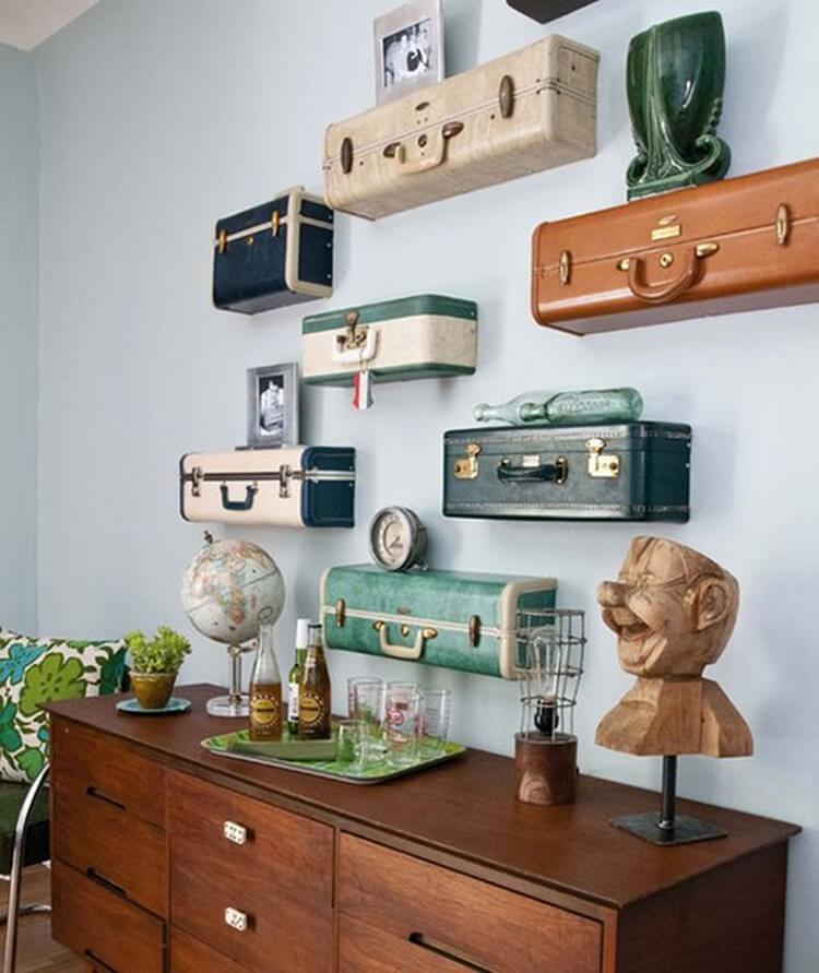 Reused Suitcases Wall Shelves