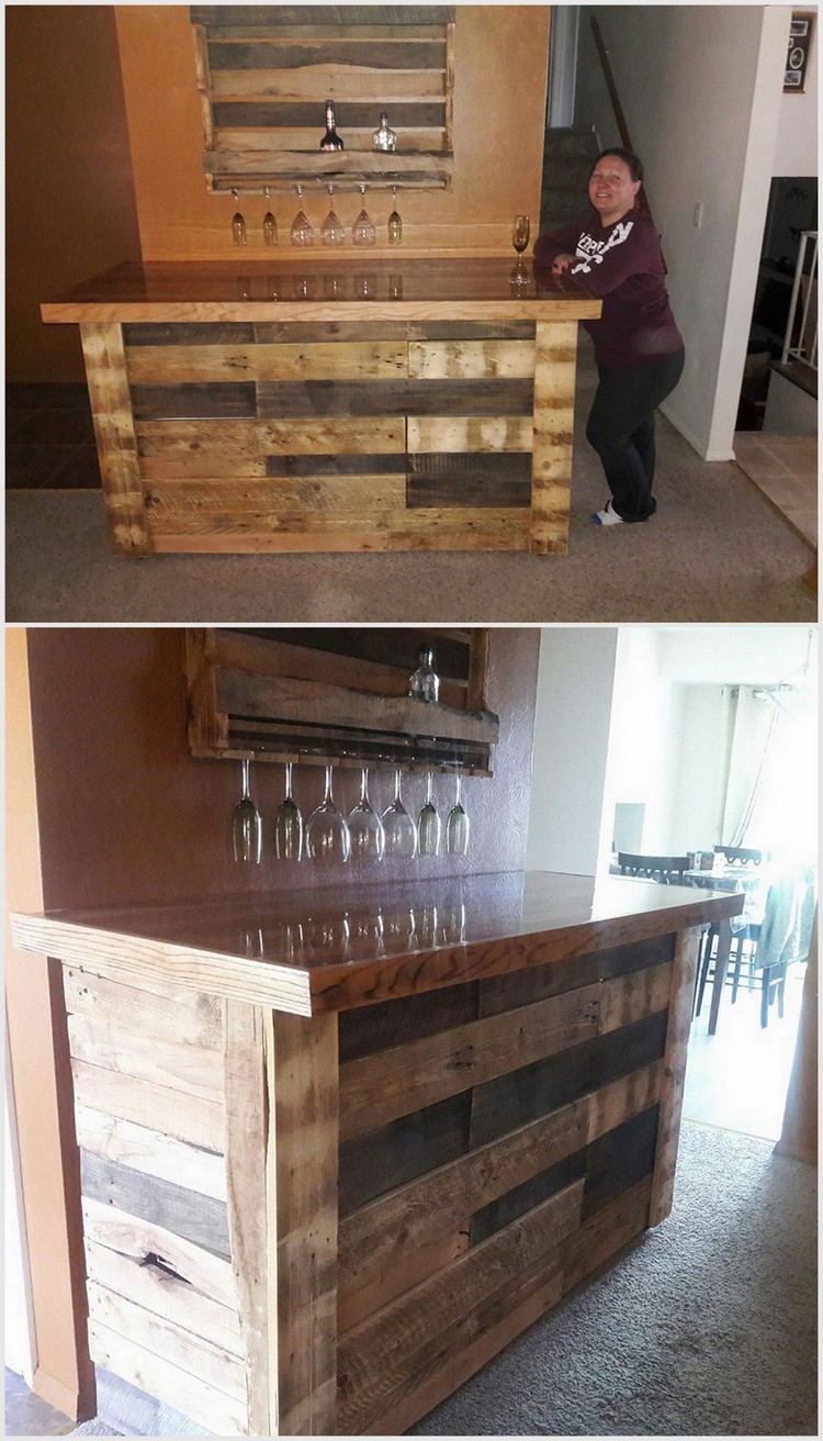 Wood Pallet Bar and Wall Shelf