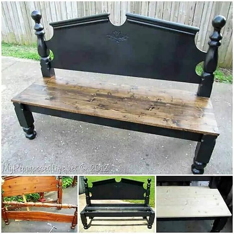 Recycled Headboard into Bench