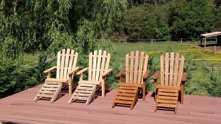 Pallet Adirondack Chairs and Ottomans