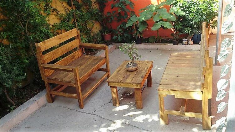 Pallet Benches and Table for Patio