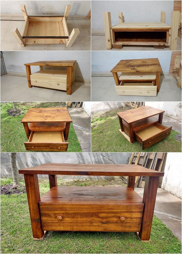 How To Make Pallet Coffee Table with Drawer - Step by Step
