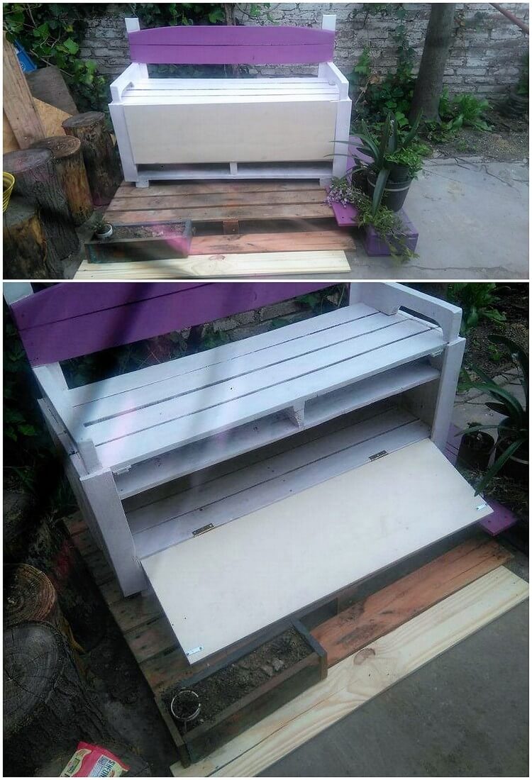 Recycled Pallet Bench with Storage