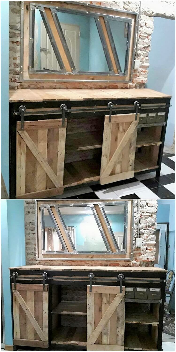 Pallet Cabinet with Sliding Doors
