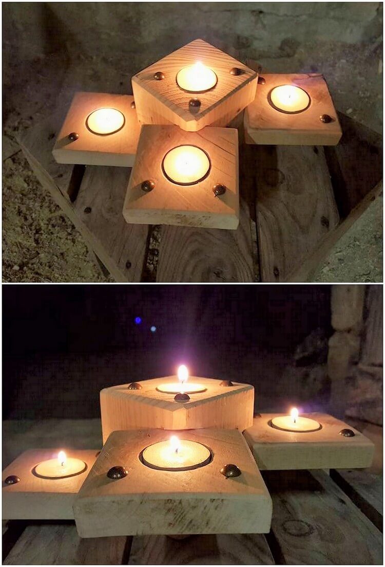 Pallet Candle Holders