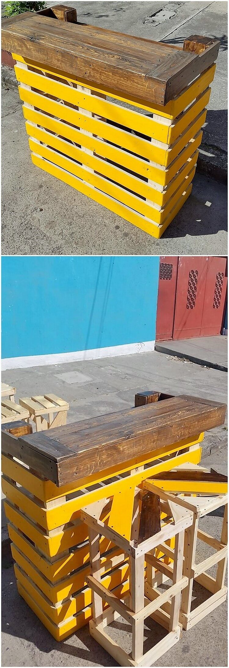 Pallet Counter Table and Stools