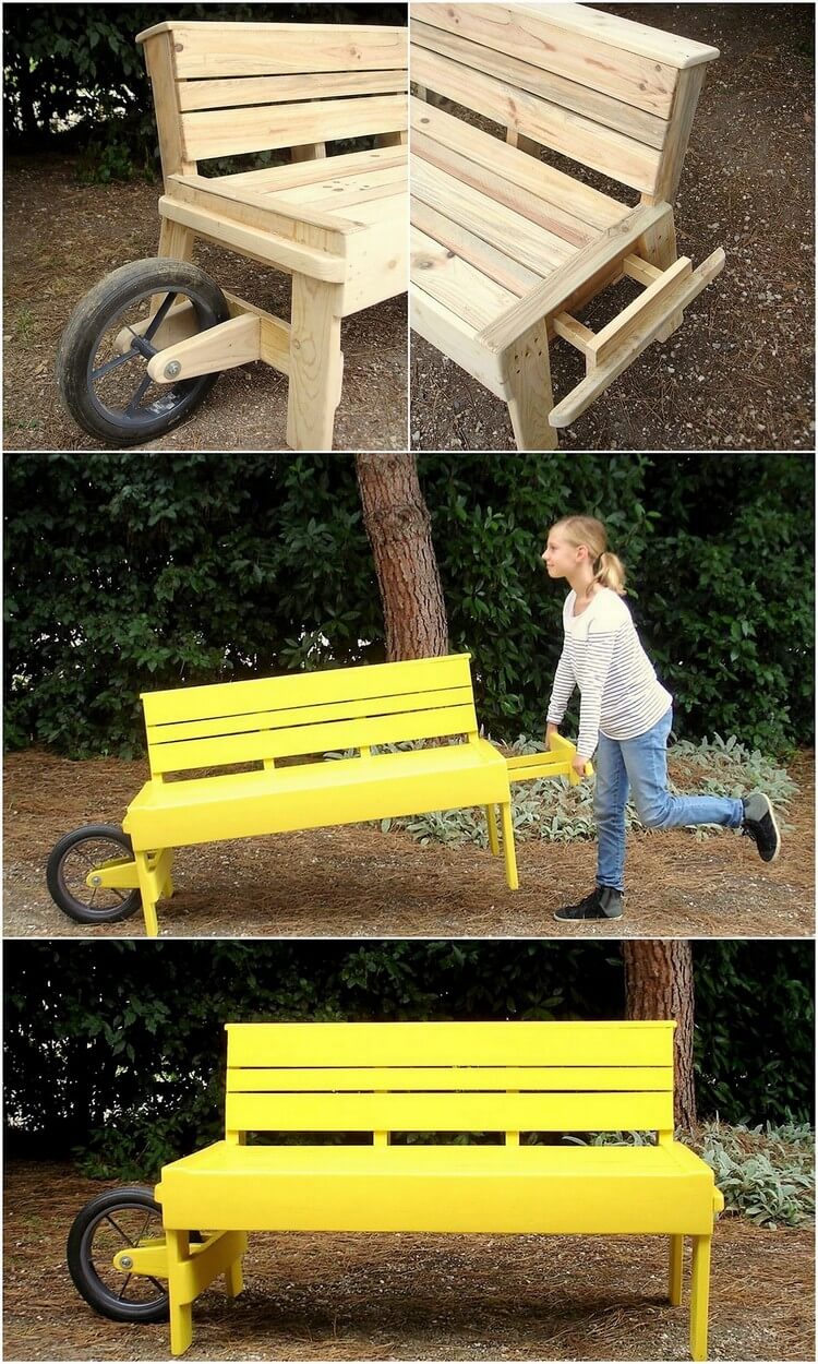 Pallet Bench with Wheel