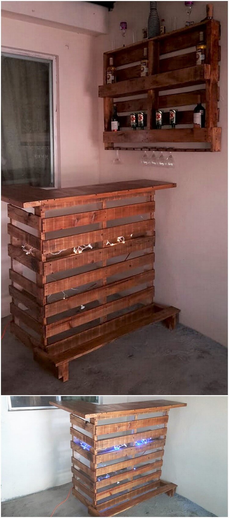 Pallet Counter Table and Wine Rack