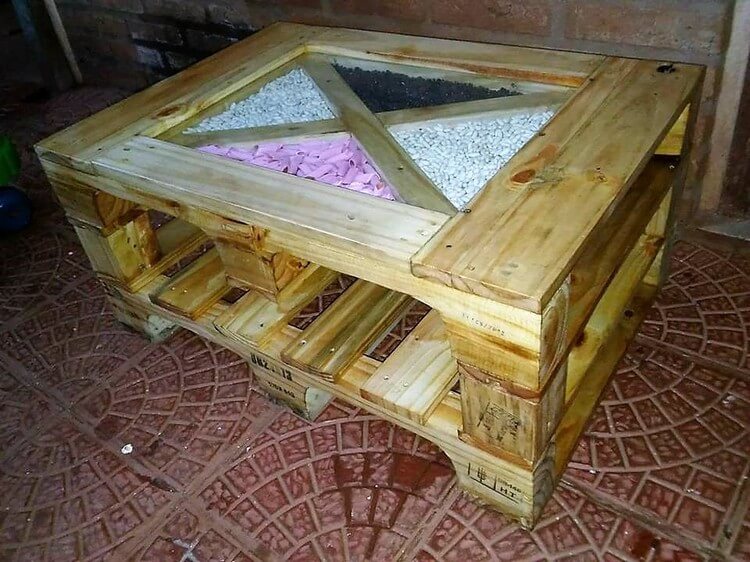 Pallet Table with Glass Top