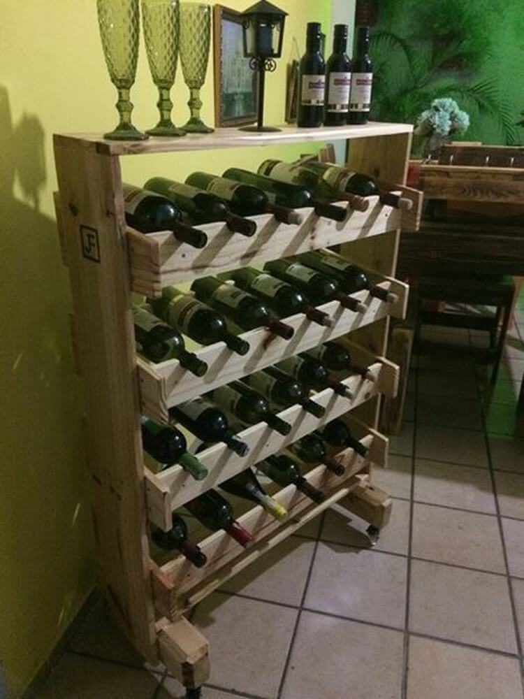 Pallet Wine Rack on Wheels