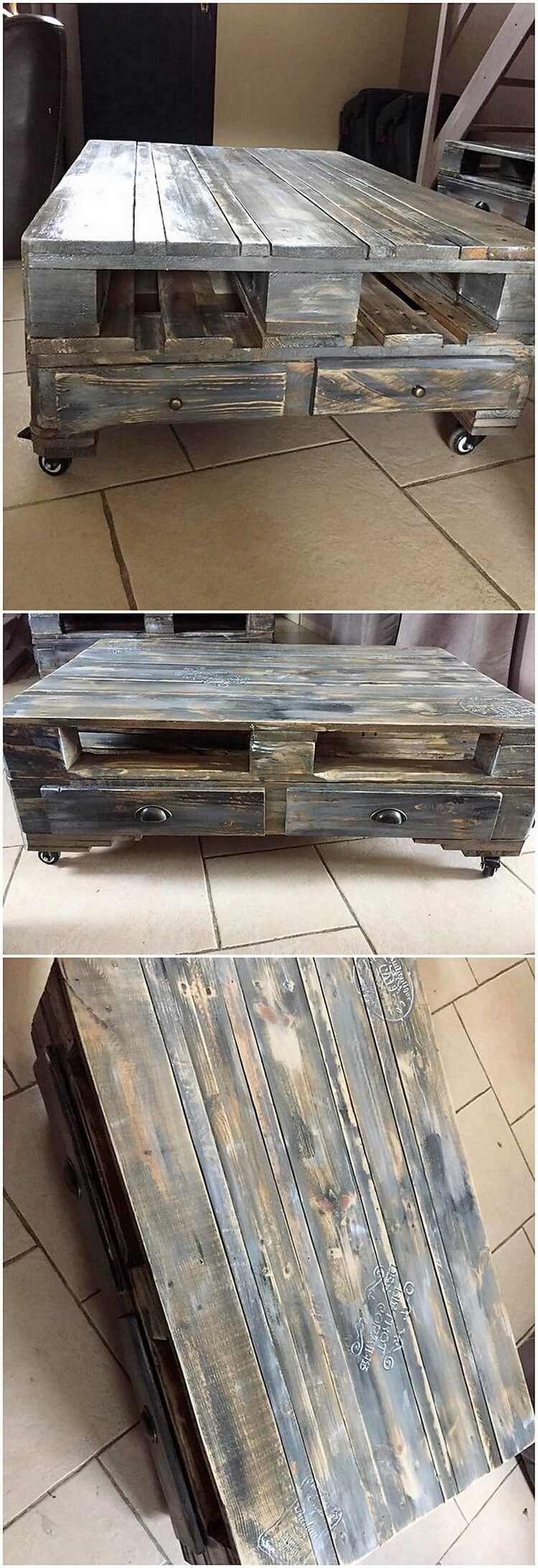 Recycled Pallet Coffee Table on Wheels