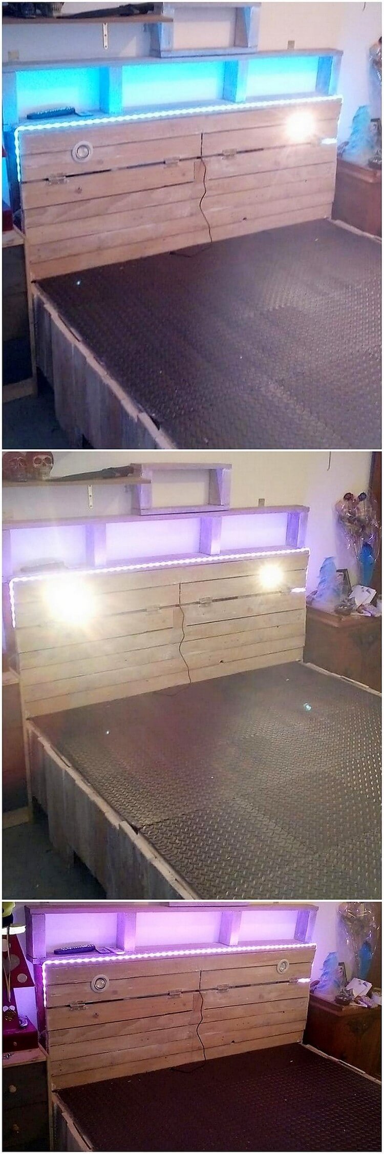 Pallet Headboard with Lights