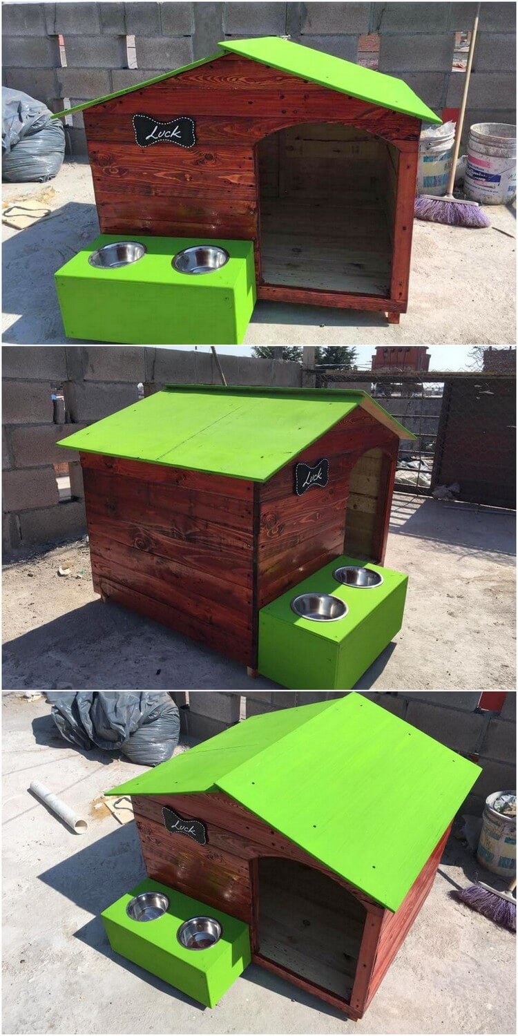 Pallet Pet House with Food Feeder