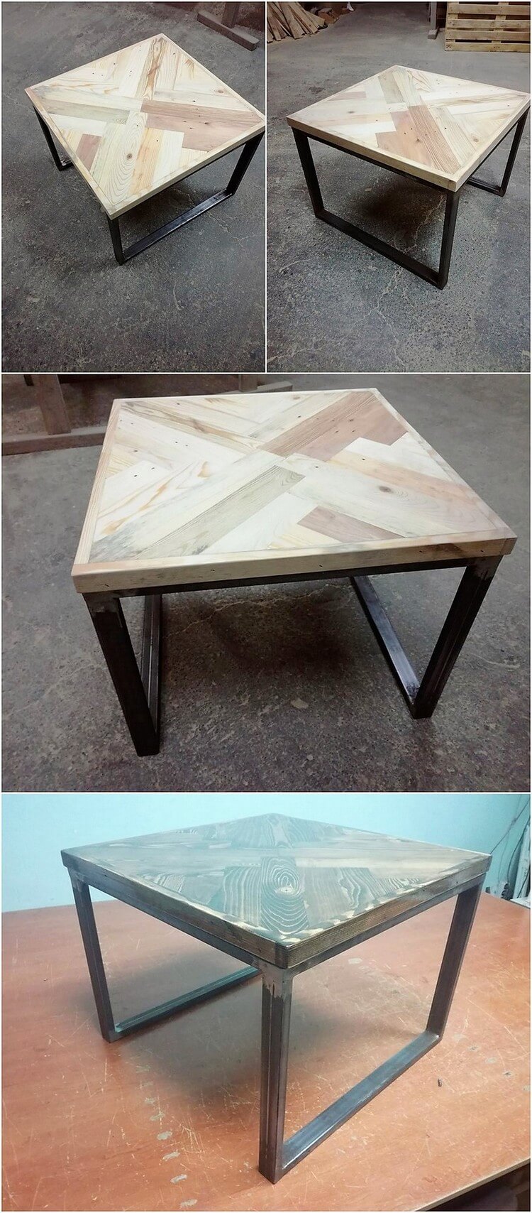Recycled Pallet Table with Metal Legs