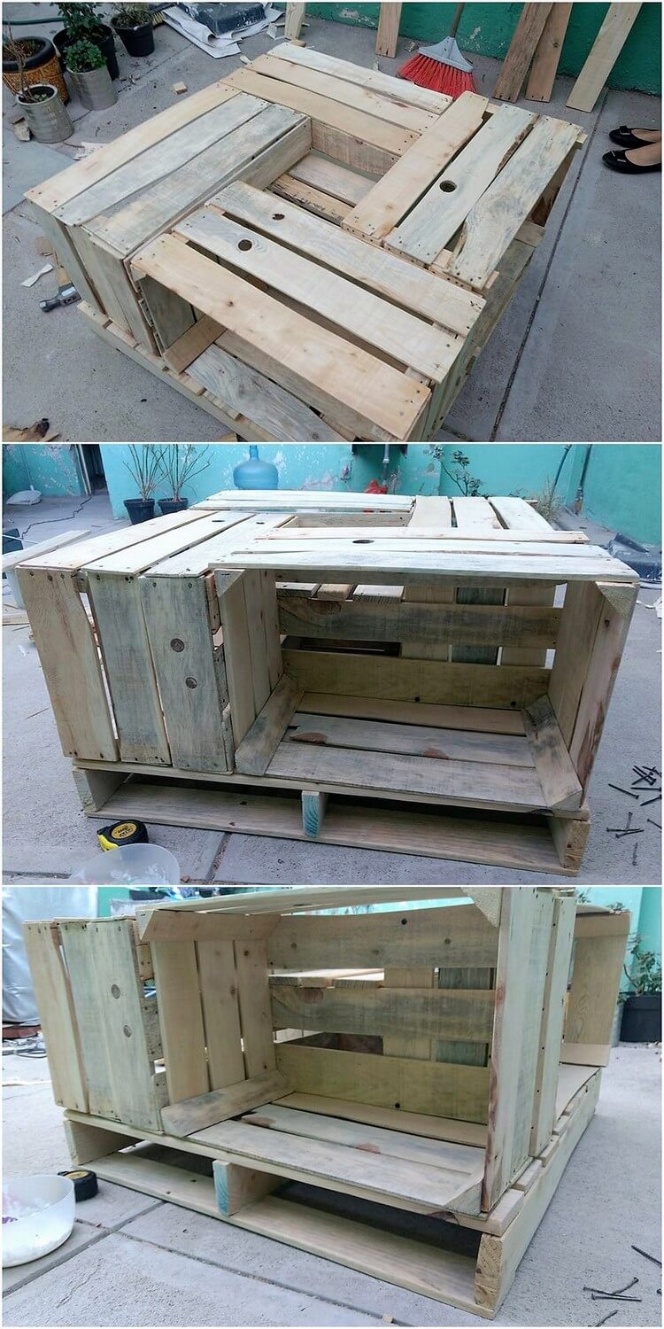 Recycled Pallet Table with Storage