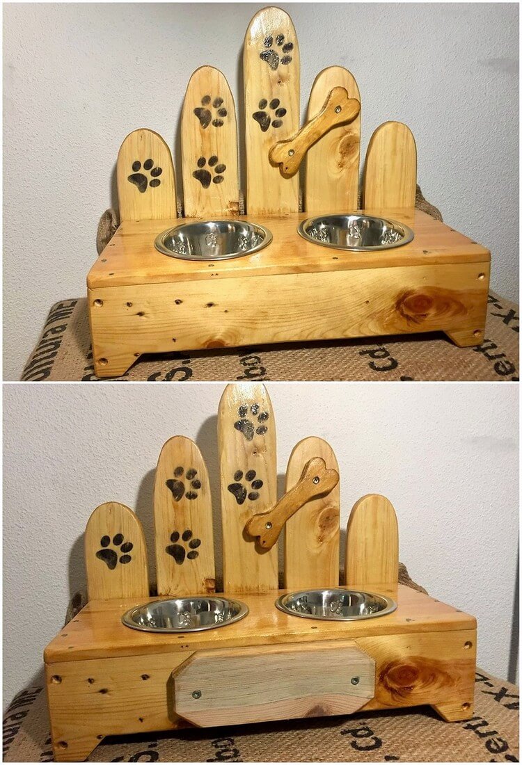 Pallet Dog Food Bowl Stand
