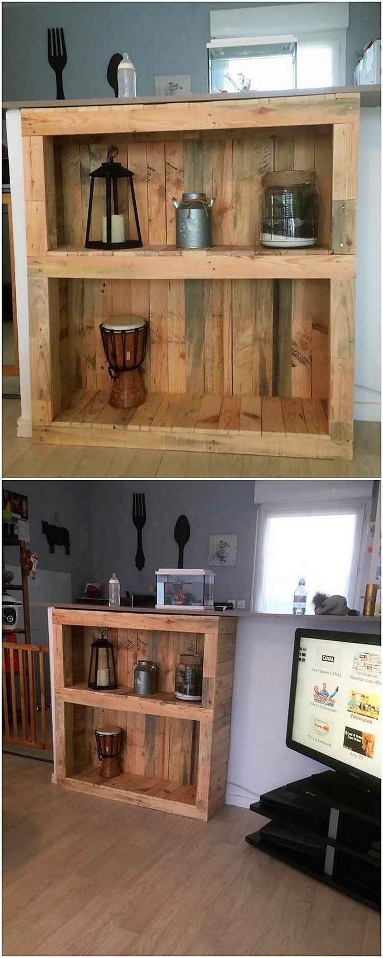 Wood Pallet Shelving Cabinet