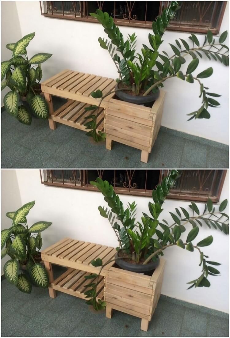 Pallet Seat with Planter
