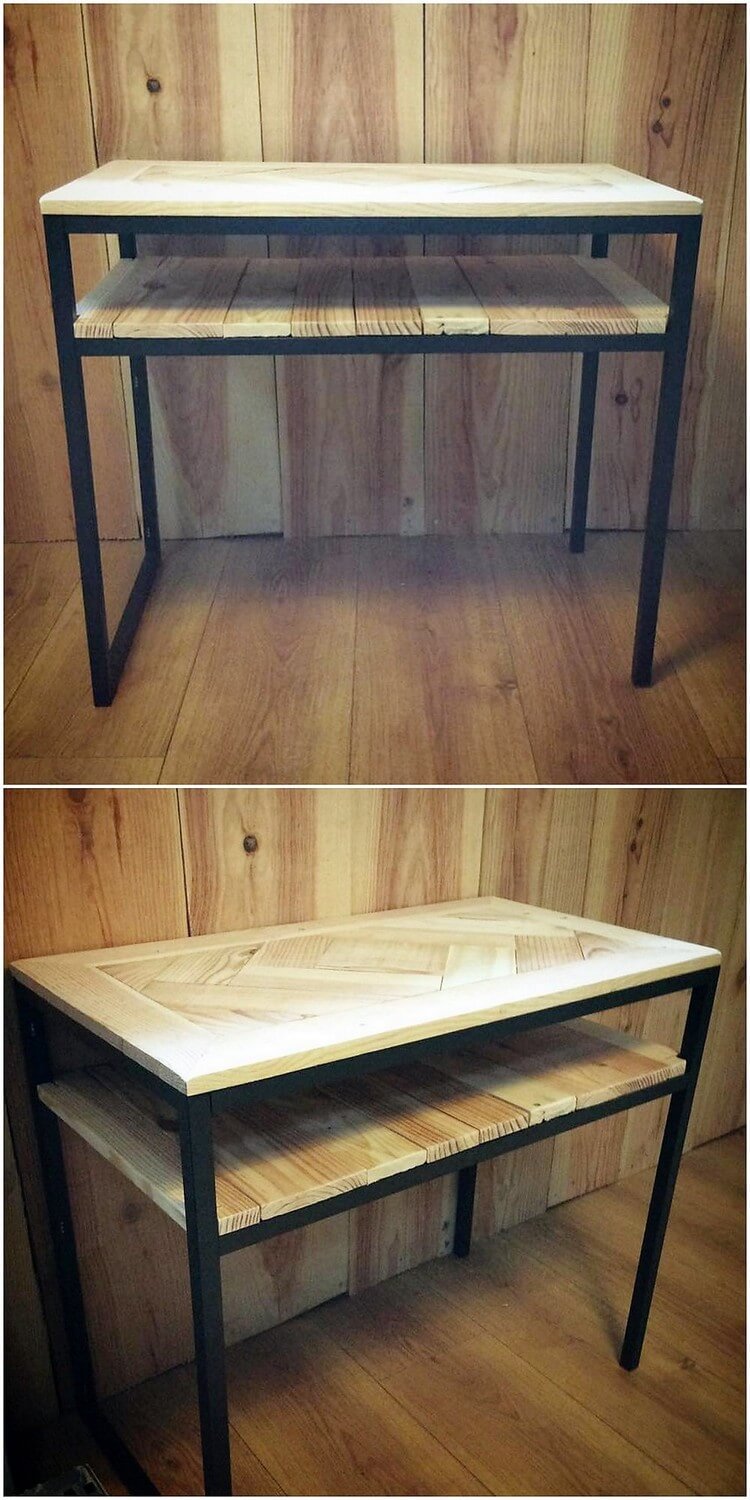 Pallet Table with Bookstorage